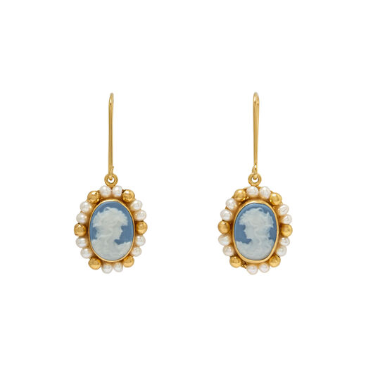 Hand-carved porcelain cameo hook earrings by Vintouch